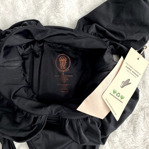 NEW Free People HAH Noir Black Cut to the Chase Soft Plunging V-neck Bodysuit S - Picture 6 of 7